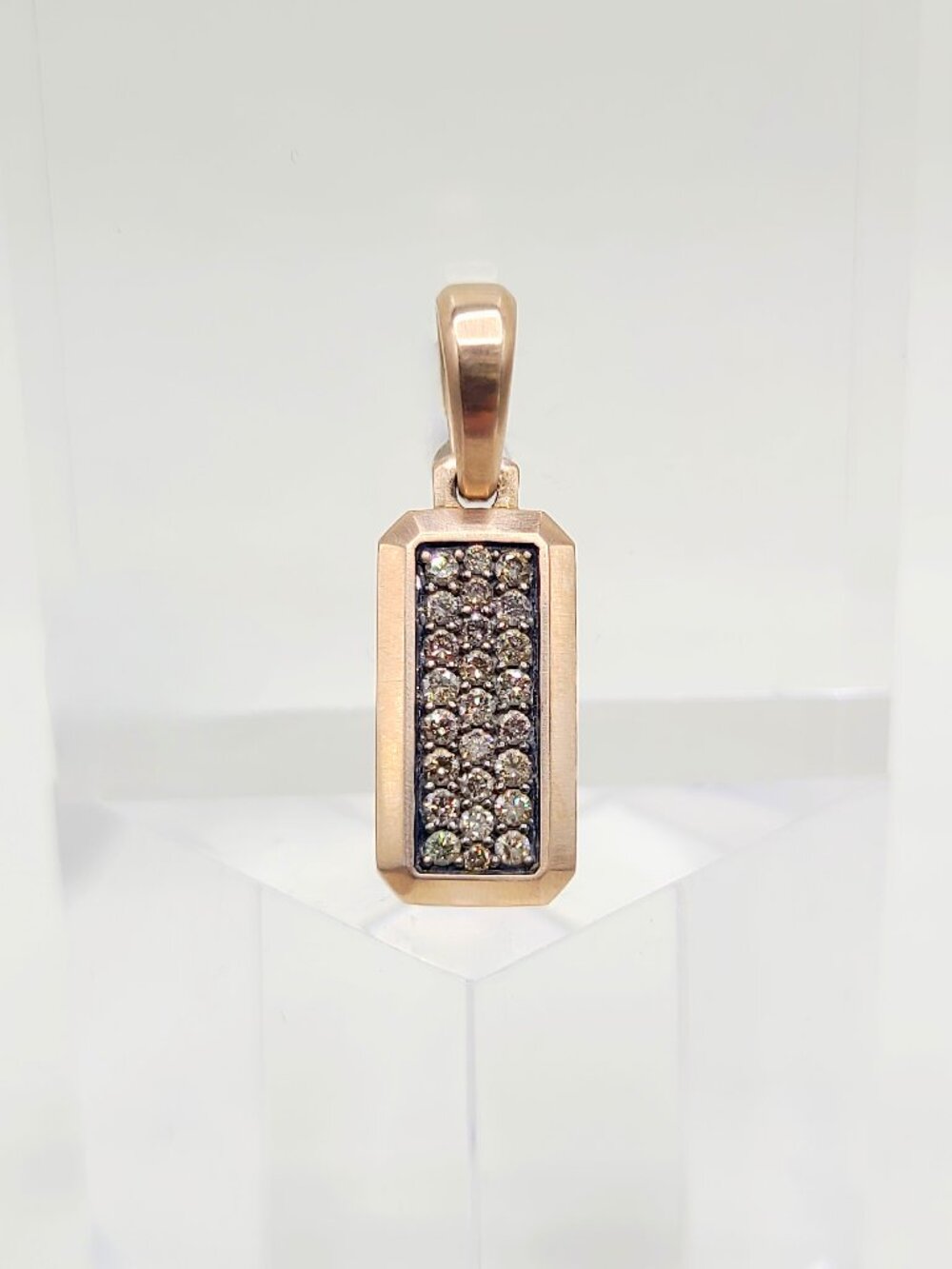 David Yurman Streamline Amulet Pendant in 18K Rose Gold w/ Pavé Cognac Diamonds